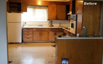 old kitchen with cabinets, counter top and appliance